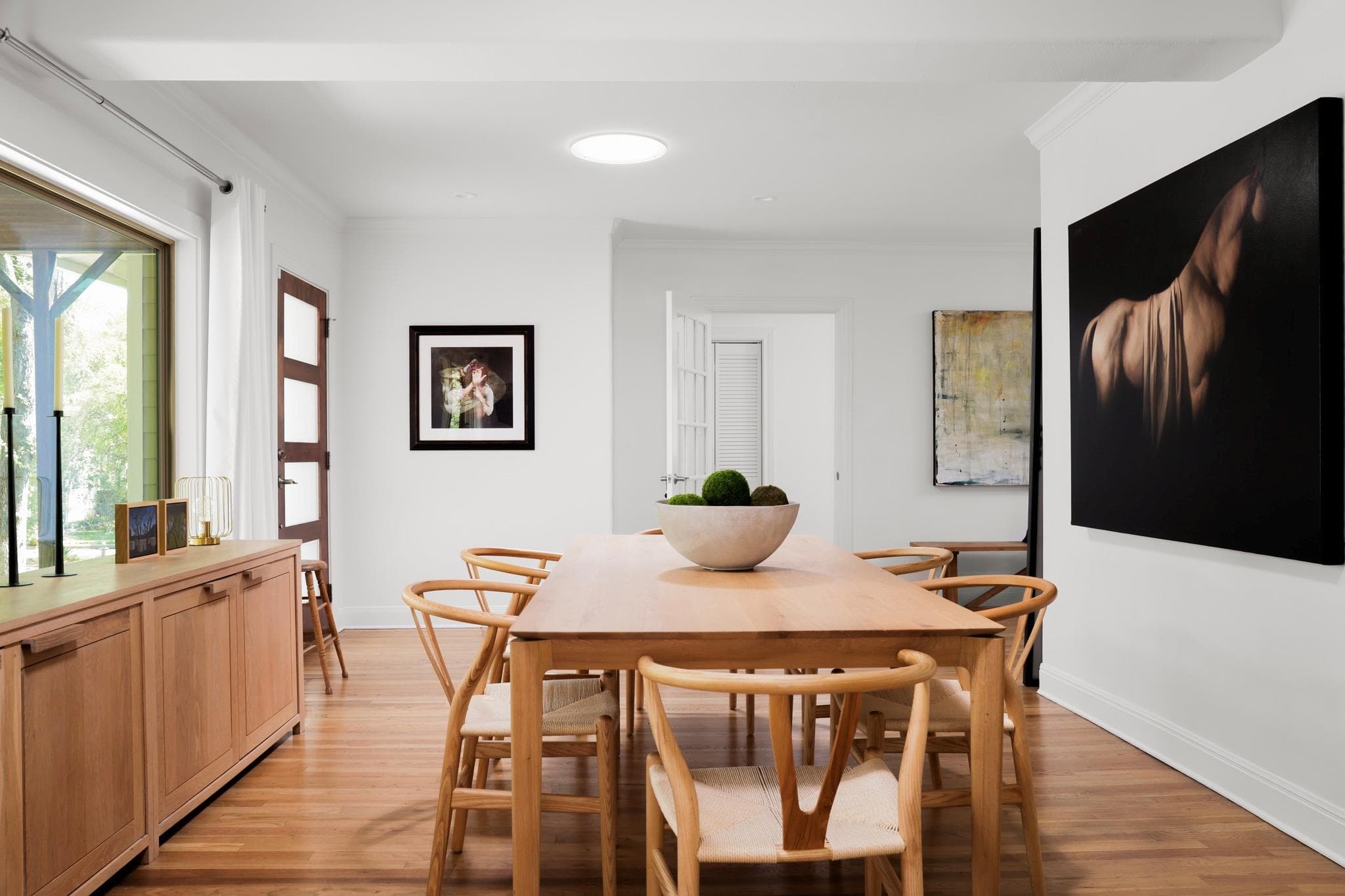 Dining space featuring light wood-type flooring a